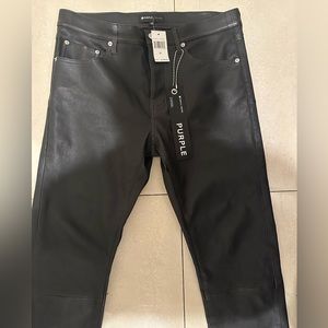 Purple brand black lamb skin leather jeans size 33